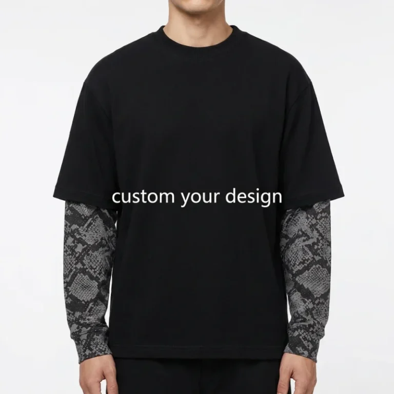 Heavyweight-Custom-Breathable-Printed-Street-Wear-Mens-Long-Sleeve-Double-Layer-T-Shirt
