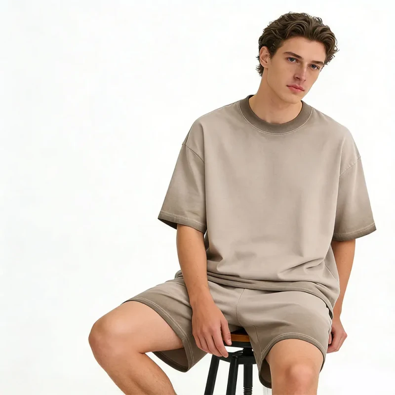 Heavyweight-Mens-T-Shirt-260gsm-Distressed-Washed-Dropped-Shoulder-100-Cotton-Two-tone-Gradient-Oversized-Custom-OEM-1