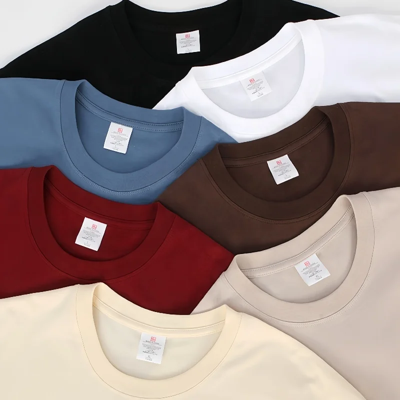 Heavyweight-Organic-Cotton-O-Neck-Plus-Size-T-Shirt-Plain-230g-Heavy-Weight-Tshirt-Custom-Screen-Print-Logo-T-Shirt-for-Men