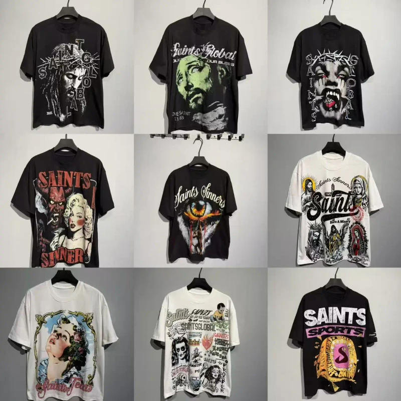 Heavyweight-Pure-Cotton-Oversized-Saint-T-shirts-Mens-Clothing-Tee-Streetwear-Shirts-for-Men