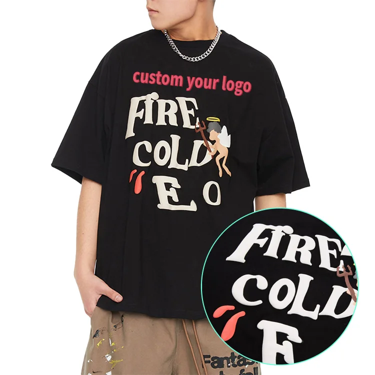 Heavyweight-Thick-100-Cotton-Summer-Couple-Short-Sleeve-Tee-Printing-3D-Custom-Puff-Printed-Shirts-T-Shirt-Puff-Print-Tshirt