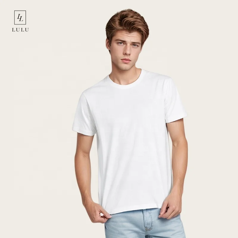 High-End-40s-Unisex-100-Cotton-T-Shirts-Custom-Logo-Solid-Formal-Knitted-220-Grams-Blank-Short-Sleeve