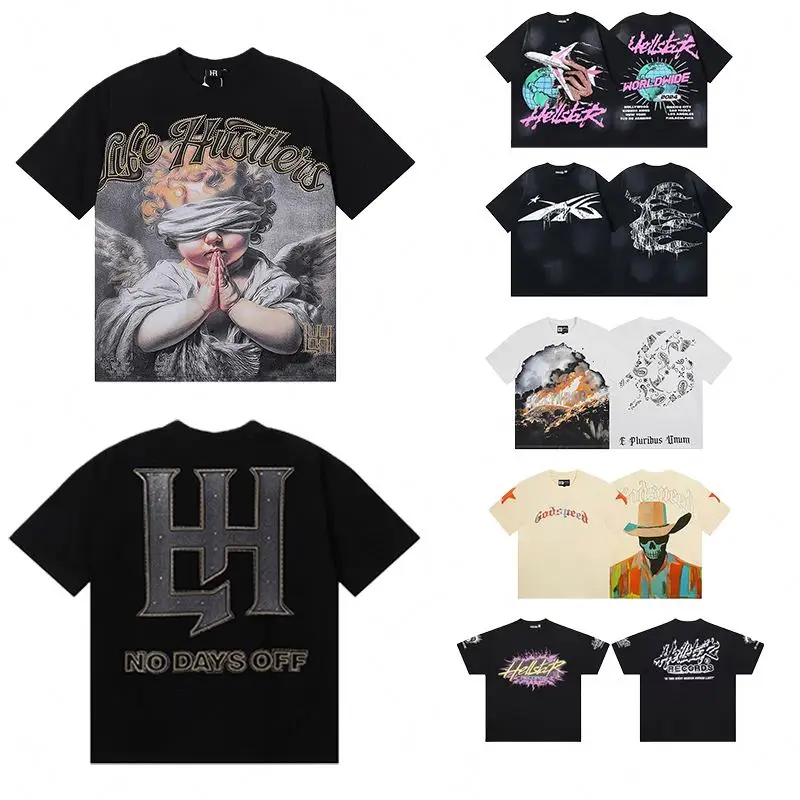 High-Quality-100-Cotton-Graphic-T-Shirts-Y2K-Oversize-Streetwear-Speed-Tshirt-Vintage-Mixed-Emotion-Mens-T-shirt
