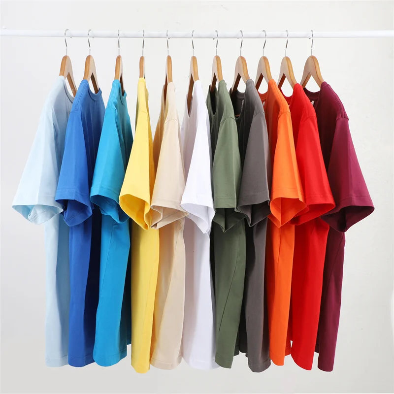 High-Quality-100-Cotton-Hip-Hop-Woven-Leisure-Mens-T-Shirt-Blank-Short-Sleeve-210gsm-1