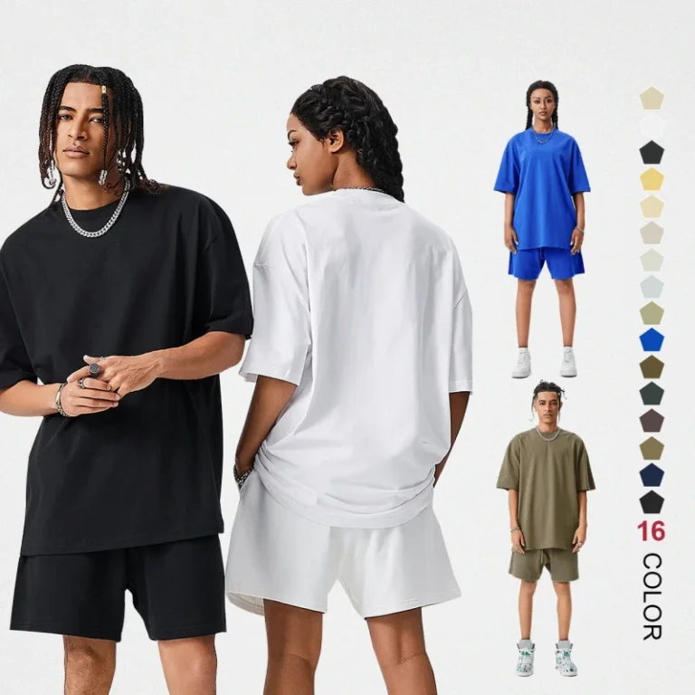 High-Quality-100-Cotton-Streetwear-Custom-Oversized-T-Shirt-and-Shorts-Mens-Short-Set
