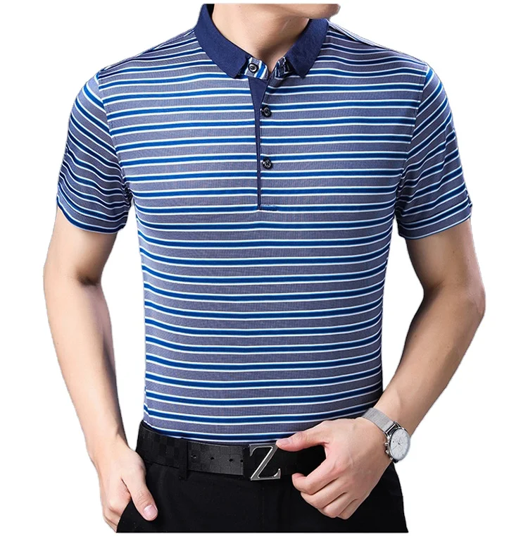 High-Quality-100-Cotton-Striped-Polo-T-Shirt-Short-Sleeve-Striped-Polo-Golf-Shirt
