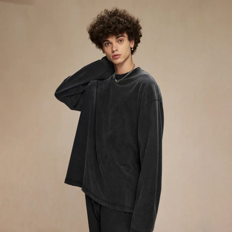 High-Quality-100-Cotton-Sun-Fade-T-shirt-Custom-logo-275GSM-Oversized-Wash-Vintage-Faded-Long-Sleeve