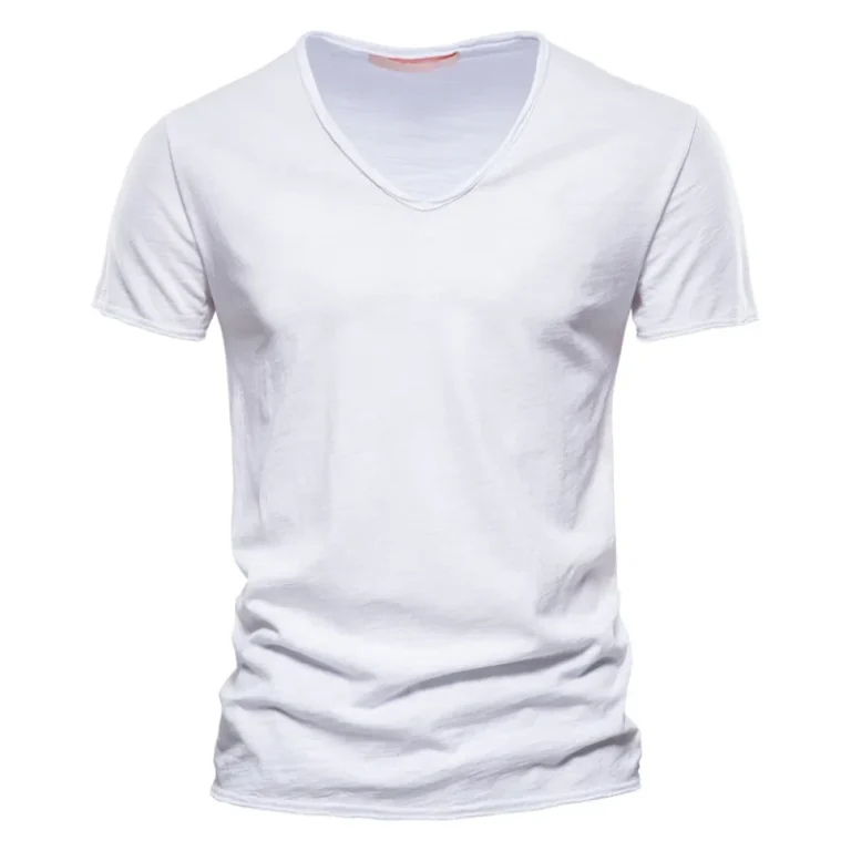 High-Quality-100-Cotton-V-Neck-Printed-Short-Sleeve-T-Shirts-Plain-Plus-Size-Feature-Blank-Design-Knitted-Front