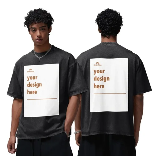 High-Quality-100-Cotton-Vintage-T-Shirt-Crew-Neck-Drop-Shoulder-Acid-Washed-Effect-Oversized-for-Men-Customizable