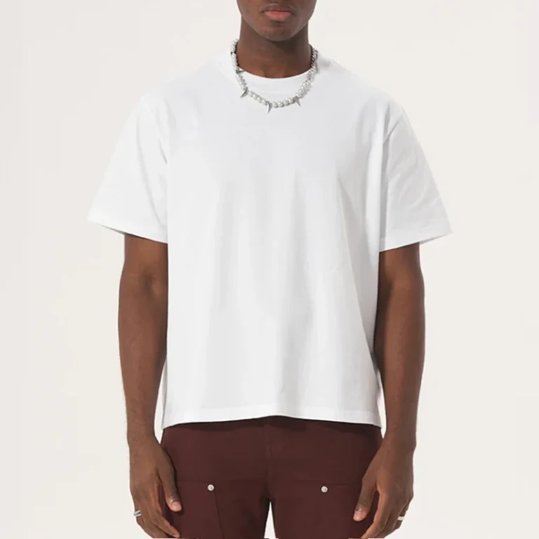 High-Quality-100-Cotton-Woven-Cropped-Oversized-Boxy-Fit-Mens-Casual-Blank-T-Shirt-Custom-Printing-Quick-Dry-Breathable-White