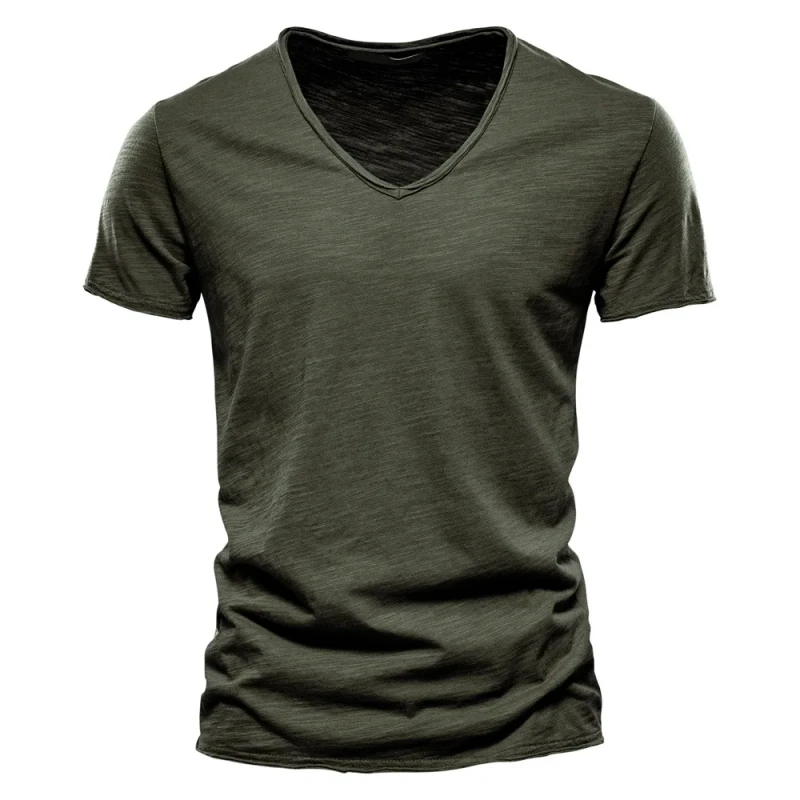 High-Quality-100-Cotton-v-Neck-t-Shirt-Plain-T-shirts-Custom-logo-v-Neck-t-Shirts-Men