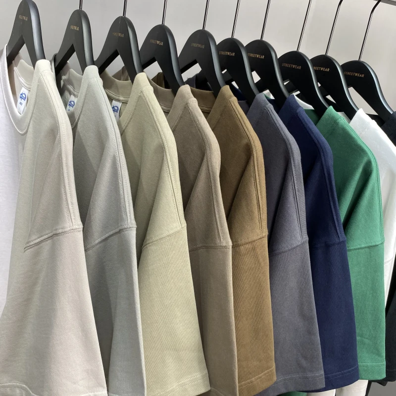 High-Quality-100-Organic-Cotton-Mens-T-Shirts-New-Style-Luxury-Heavyweight-Thick-Collar-Custom-Blank-Plain-Knitted-Tshirt