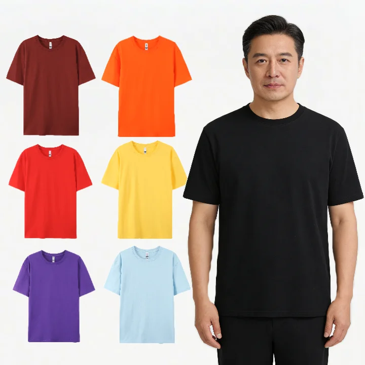 High-Quality-180GSM-Plain-Cotton-Tshirt-Unisex-Crew-Neck-T-Shirt-for-Custom-Logo-Service