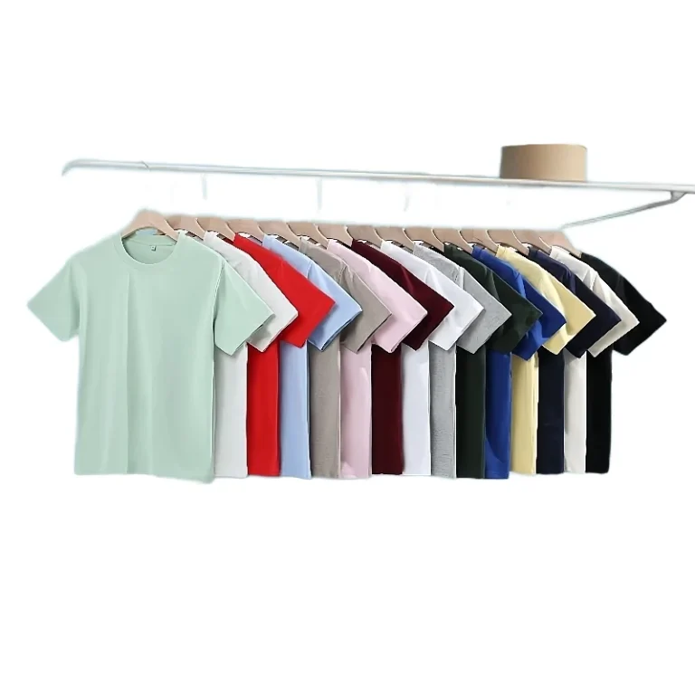 High-Quality-230g-Polyester-Cotton-T-Shirts-Breathable-Quick-Dry-O-Neck-Hip-Hop-Style-Custom-Logo-Woven-Fabric-Unisex