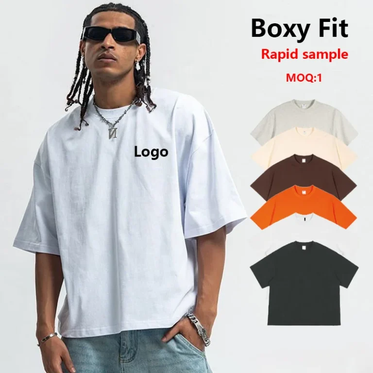 High-Quality-260gsm-100-Cotton-Rapid-Smpling-Heavyweight-Unisex-Oversized-Drop-Shoulder-Short-Sleeve-Boxy-Fit-Crew-Neck-T-shirt