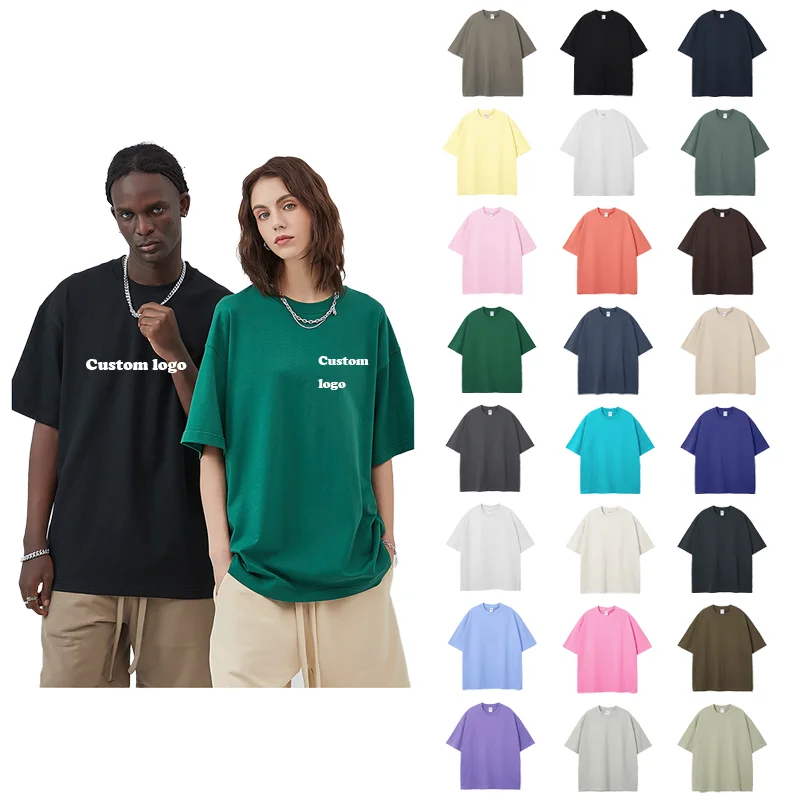 High-Quality-275gsm-100-Cotton-Knitted-Mens-Oversized-T-Shirt-with-Custom-Logo-Puff-Printing-Heavy-Duty