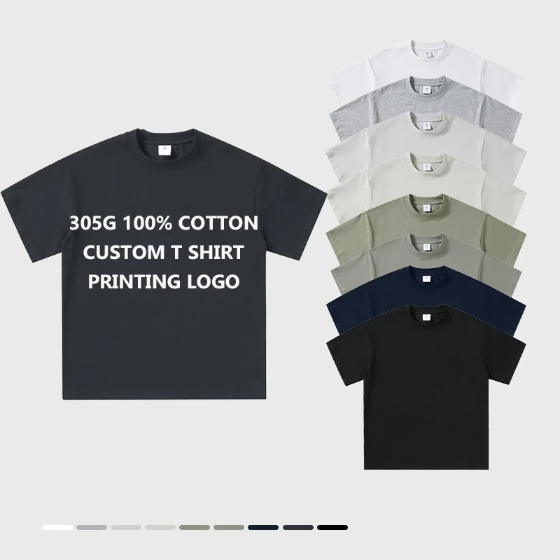 High-Quality-305gsm-Heavyweight-Cotton-Breathable-Mens-T-Shirts-Custom-Printing-Logo-Solid-Color-Mens-Plain-T-Shirt