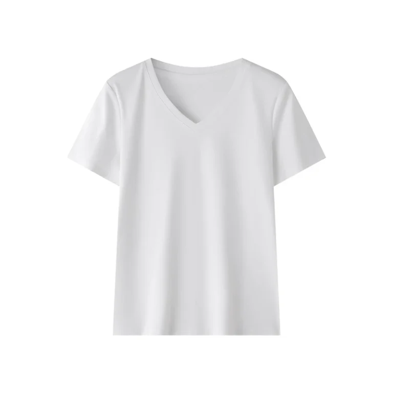 High-Quality-Breathable-Solid-V-Neck-T-Shirt-Lightweight-Breathable-OEM