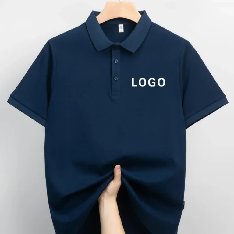 High-Quality-Company-Uniform-200gsm-Polyester-Cotton-Men-Pullover-Polo-T-Shirt-Custom-Embroidery-Logo-Navy-Polo-Golf-Polo-Shirts