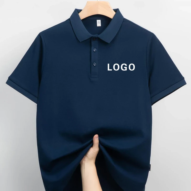 High-Quality-Company-Uniform-200gsm-Polyester-Cotton-Men-Pullover-Polo-T-Shirt-Custom-Embroidery-Logo-Navy-Polo-Golf-Polo-Shirts