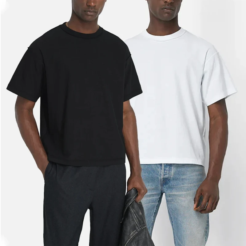 High-Quality-Cotton-Cropped-Boxy-Fit-T-Shirt-Heavyweight-Oversized-Tshirt-Custom-Print-t-Shirt-for-Men