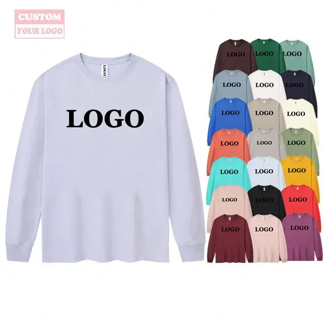 High-Quality-Cotton-Custom-White-Long-Sleeves-T-Shirts-Mens-Sweaters-Round-Neck