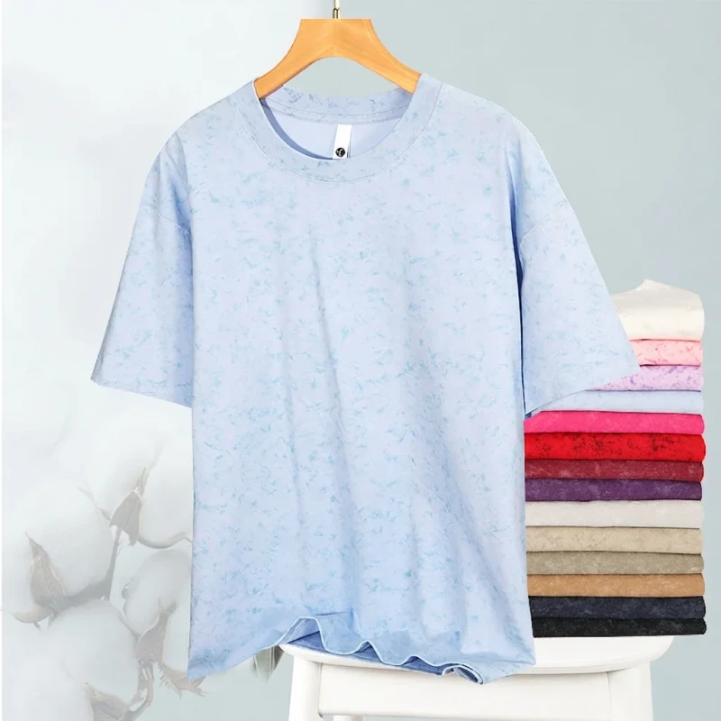 High-Quality-Cotton-Logo-100-Cotton-240GSM-Heavyweight-Distressed-Batik-T-Shirt-Mens-Custom-T-Shirt-Unisex-Casual-T-Shirt-Blue