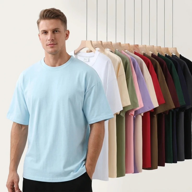 High-Quality-Custom-100-Cotton-Short-Sleeve-230g-T-shirts-Blank-Plain-White-Unisex-Womens-Mens