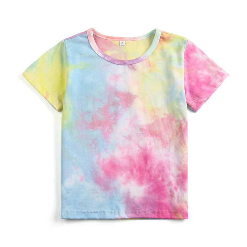 High-Quality-Custom-Kids-t-Shirts-Cotton-Tie-Dye-Printing-for-Girls-Short-Sleeve-t-Shirt-Allover-Print