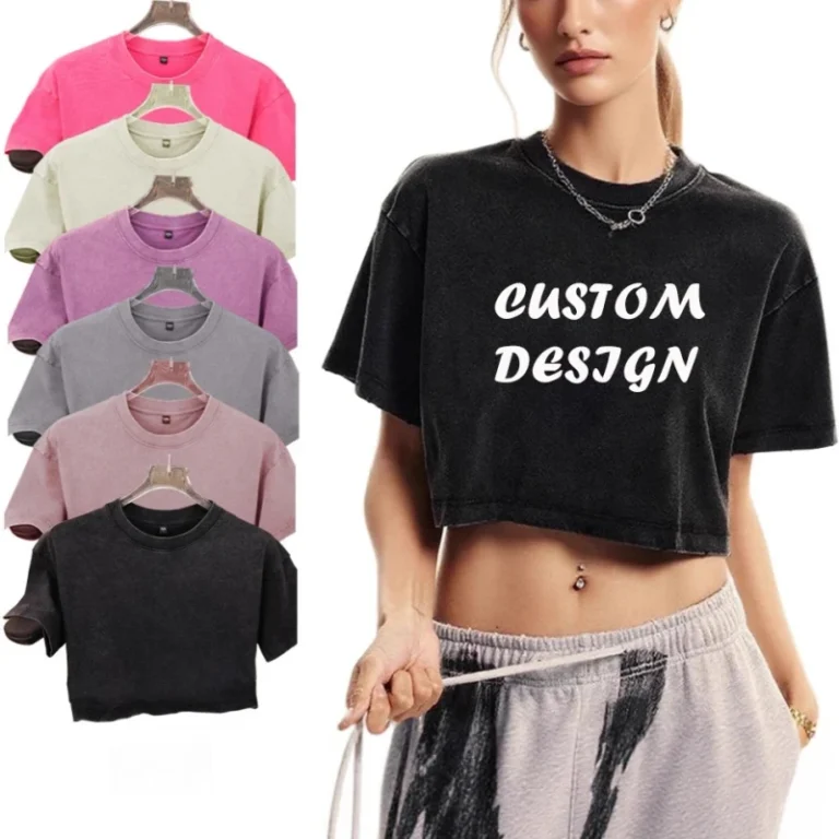 High-Quality-Custom-Logo-230gsm-100-Cotton-Casual-Loose-Fit-Oversized-Washed-Crop-Top-T-shirt-Womens-Boxy-Cropped-T-Shirt
