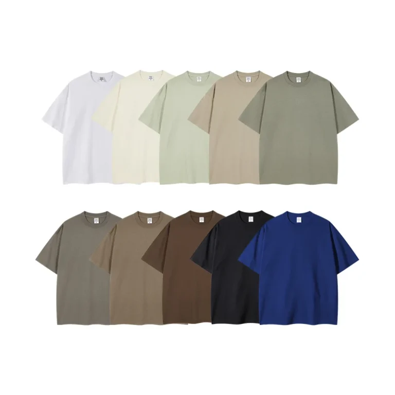 High-Quality-Custom-Print-260G-Short-Sleeve-Unisex-Loose-Solid-Color-T-Shirt-Summer-Casual-Tops-for-Men-and-Women