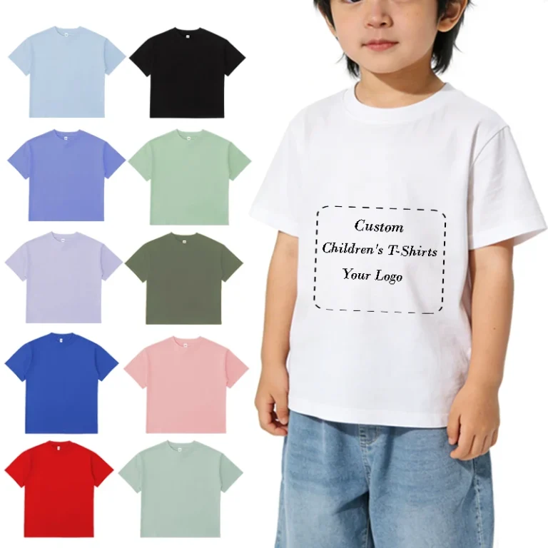 High-Quality-Custom-Screen-Printed-Toddler-Baby-Girls-Tshirt-230GSM-Cotton-Casual-Sports-Plain-Crew-Neck-Kids-Childrens-T-Shirt