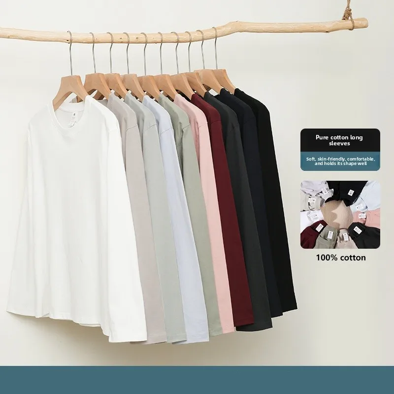 High-Quality-Customized-230G-Heavyweight-Cotton-Unisex-Long-Sleeve-T-Shirt-Blank-Thermal-Fashion-Long-Sleeveshirt-for-Men-Women