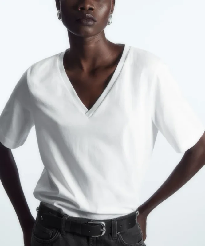 High-Quality-Deep-V-Neck-White-Plain-Short-Sleeve-Casual-T-Shirts-Ladies-Womens-100-Cotton-Tshirts-tshirt-women-custom