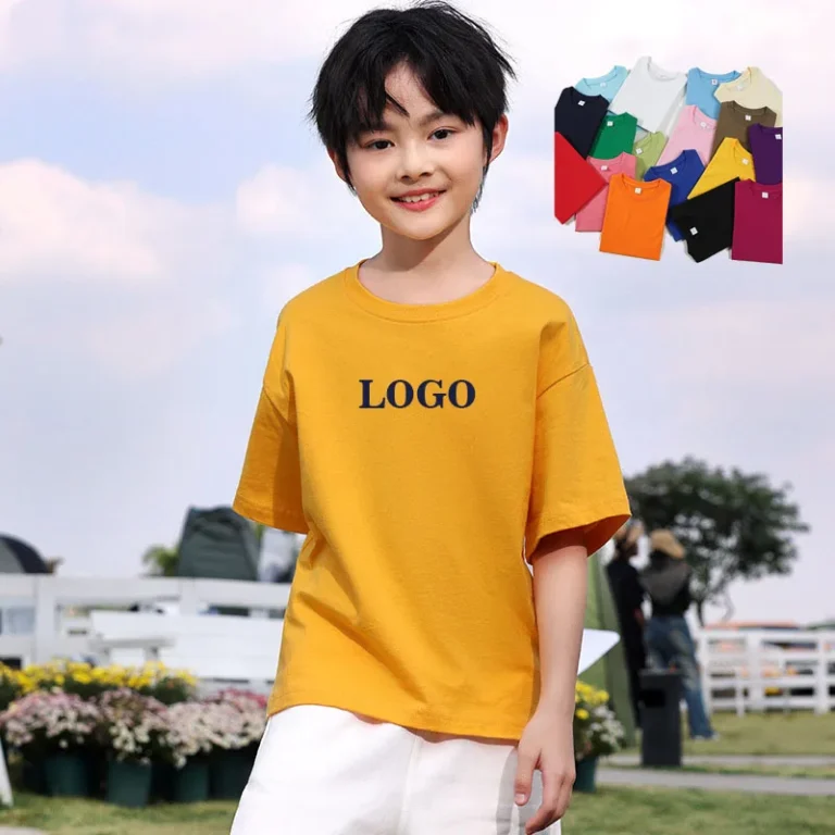 High-Quality-Kids-T-Shirt-200g-Solid-Color-Unisex-Loose-Soft-Kids-Size-T-Shirt-Embroidery-Printed-T-Shirt