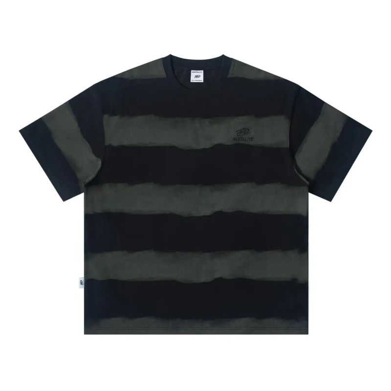 High-Quality-Mens-Tie-Dye-Striped-Short-Sleeved-T-Shirt-100-Cotton-Hip-hop-Summer-Fashion-Crew-Regular-Fit-Breathable