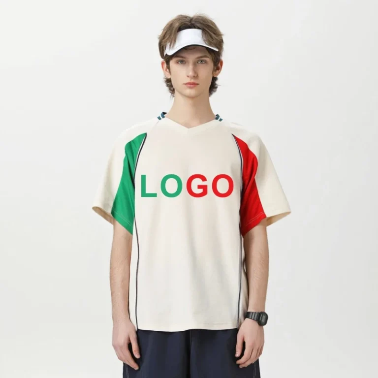 High-Quality-Mens-V-neck-T-shirt-Custom-Blank-Screen-Printed-Unisex-Dual-Color-T-shirt-with-logo