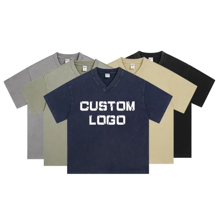 High-Quality-Mens-Vintage-250g-100-Cotton-V-Neck-T-Shirt-Oversized-Print-Design-Drop-Shoulder-Streetwear-for-Branding-T-Shirt
