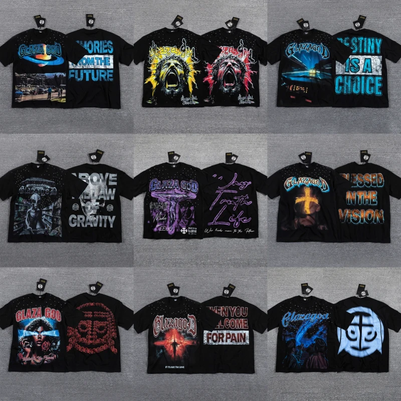 High-Quality-Purple-Letter-Print-Short-Sleeve-Low-Price-Custom-Luxury-Designer-Brand-Clothing-GLAZA-GOD-Mens-T-shirts