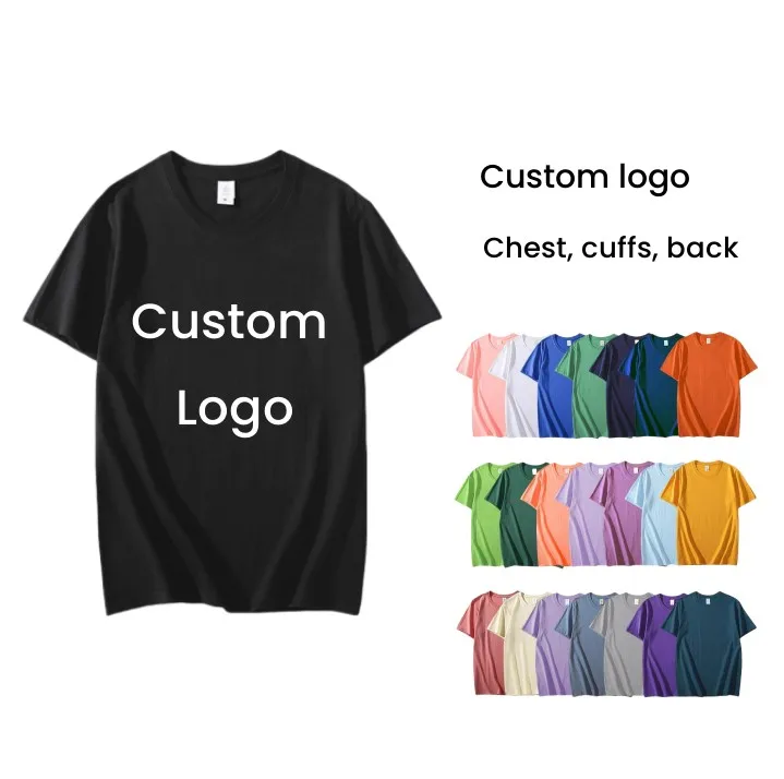 High-Quality-Summer-Custom-T-shirt-for-Men-Printing-and-Embroidery-logo-180GSM-100-Cotton-T-shirts-Womens-T-shirts