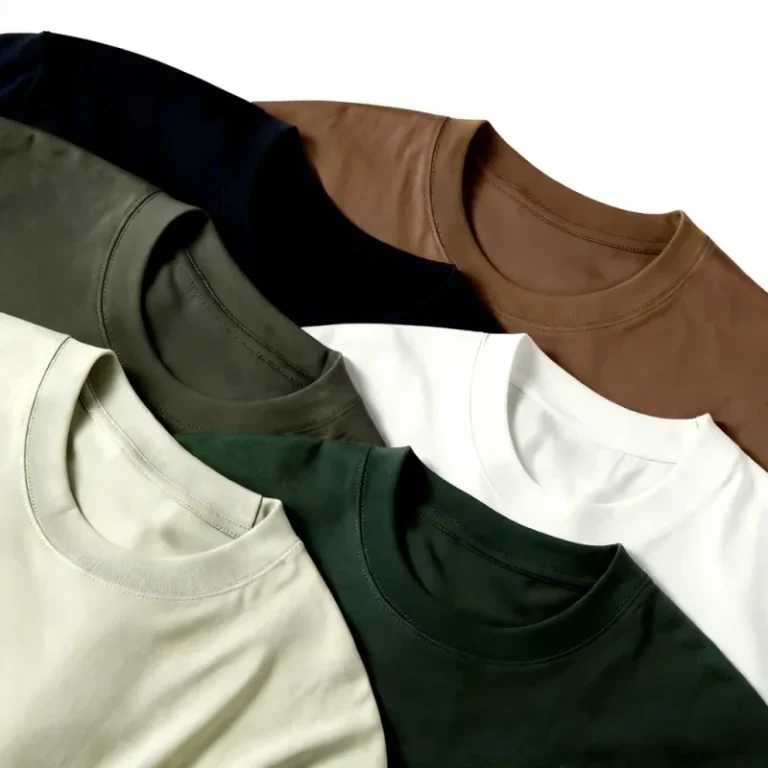 High-Quality-Summer-Long-Solid-180g-Polyester-Fabric-Elastic-Soft-Round-Neck-Plain-Color-Basic-Formal-Womens-T-shirt