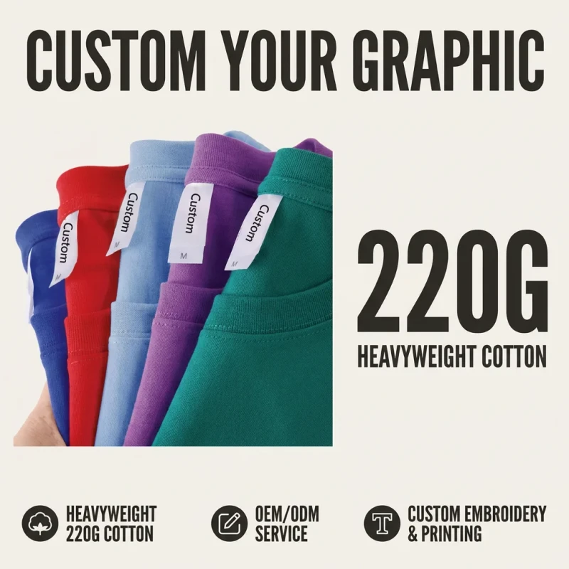 High-Quality-Unisex-100-Cotton-Solid-Slim-Fit-Breathable-Short-Sleeve-T-shirt-220-Grams-Neck-Custom-Logo-Printing-Mens-1048