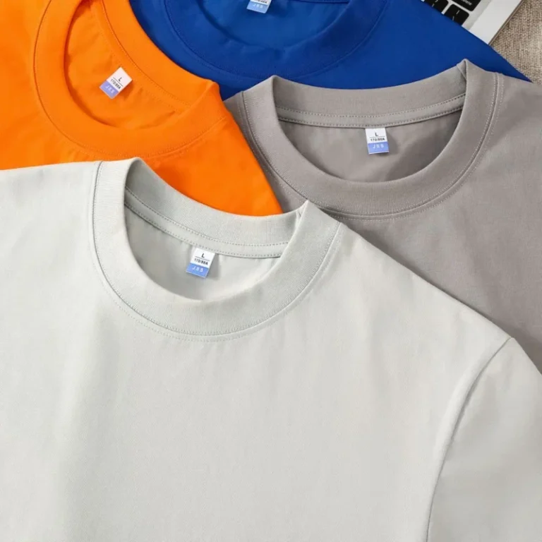 High-Quality-Unisex-T-Shirt-Comfortable-Cotton-Polyester-Mixed-Loose-Fit-Vintage-Style-Solid-Pattern-Woven-Fabric-Printed-Logo