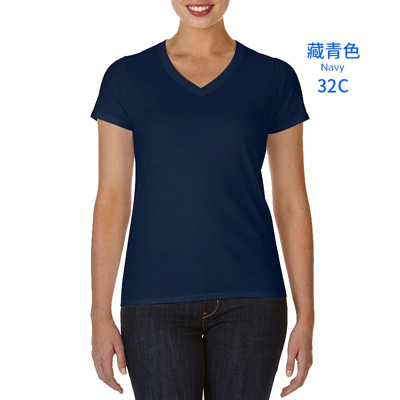 High-Quality-White-Blank-100-Cotton-v-Neck-t-Shirts-Women-Custom-Digital-Printing-logo-Plus-Size-V-neck-T-shirts