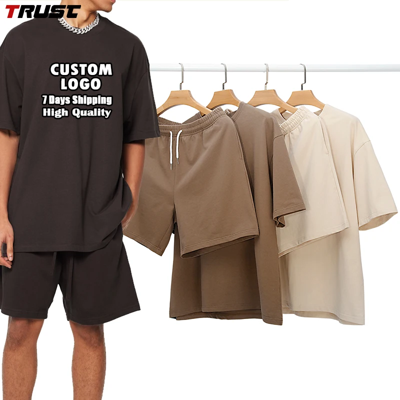 High-Quality-t-Shirt-Men-Set-Habillement-Custom-LOGO-Sports-Heavyweight-Homme-Complet-Vetements-Pour-Hommes-2-Piece-Mens-Sets