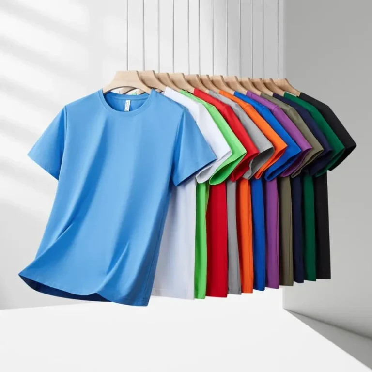 High-Quality180GSM-Custom-Logo-100-Polyester-Fiber-T-Shirt-Mens-Plain-Embroidered-Crew-Neck-T-Shirt