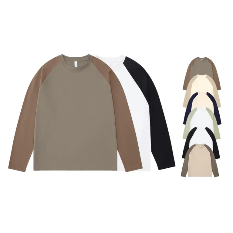 High-quality-Cotton-Shoulder-Long-Sleeved-T-shirts-Heavyweight-Solid-Color-Mens-T-shirts-Long-Sleeved-Sportswear