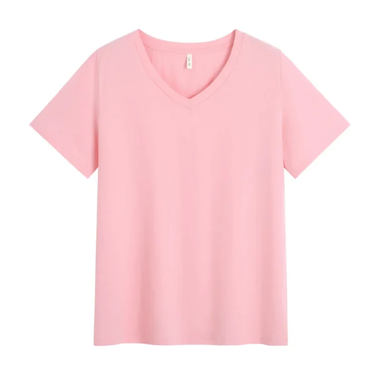 High-quality-Womens-V-Neck-Solid-Color-100-Cotton-Casual-Loose-Short-Sleeve-Knitted-T-Shirt-Soft-Breathable-Summer-Anti-UV