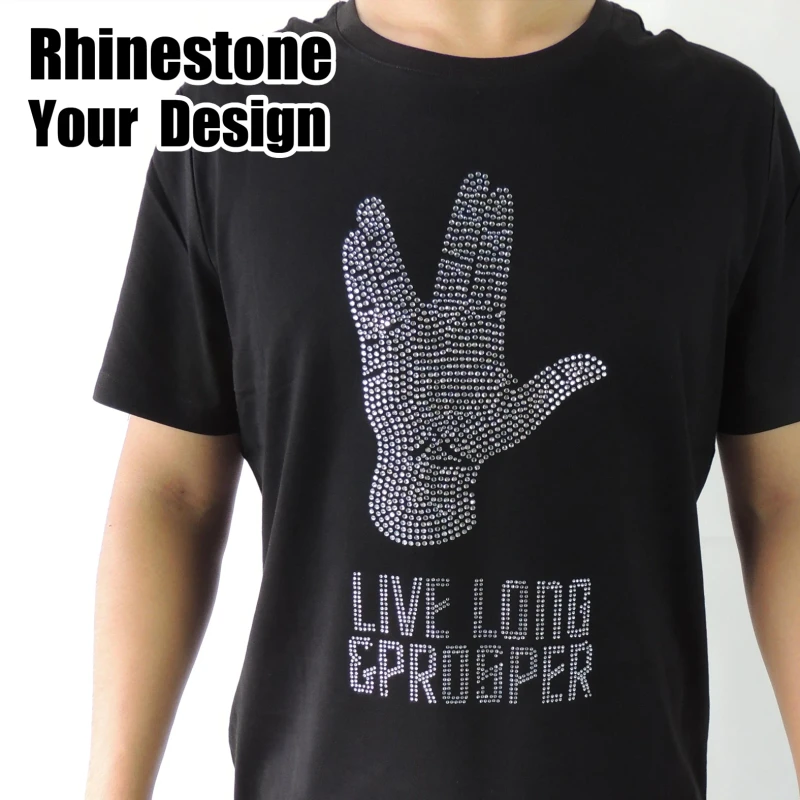 Hip-Hop-Mens-Vintage-T-Shirt-Custom-Rhinestone-Logo-Pattern-Cotton-Loose-Heavyweight-Streetwear-T-Shirt
