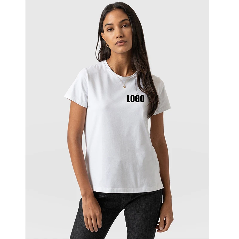 Hot-Fashion-Summer-Crew-Neck-Tee-Short-Sleeved-Casual-Wear-Womens-Cotton-White-T-Shirt